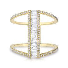 14KT Yellow Gold Baguette Diamond H Ring