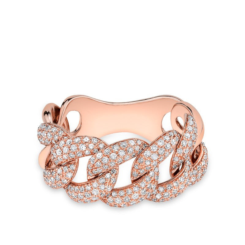 14KT Rose Gold Luxe Light Diamond Chain Link Ring