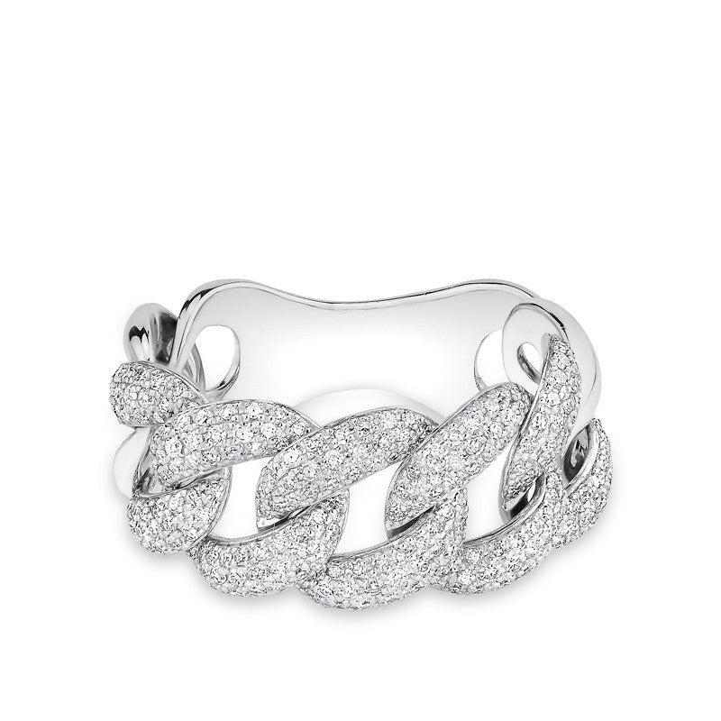 14KT White Gold Luxe Light Diamond Chain Link Ring