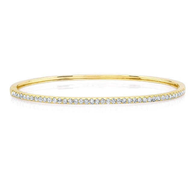 14KT Yellow Gold Half Diamond Bangle Bracelet