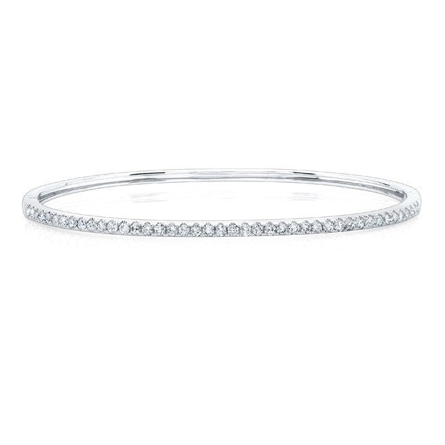 14KT White Gold Half Diamond Bangle Bracelet