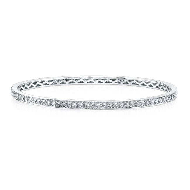 14KT White Gold Diamond Shine Bangle Bracelet