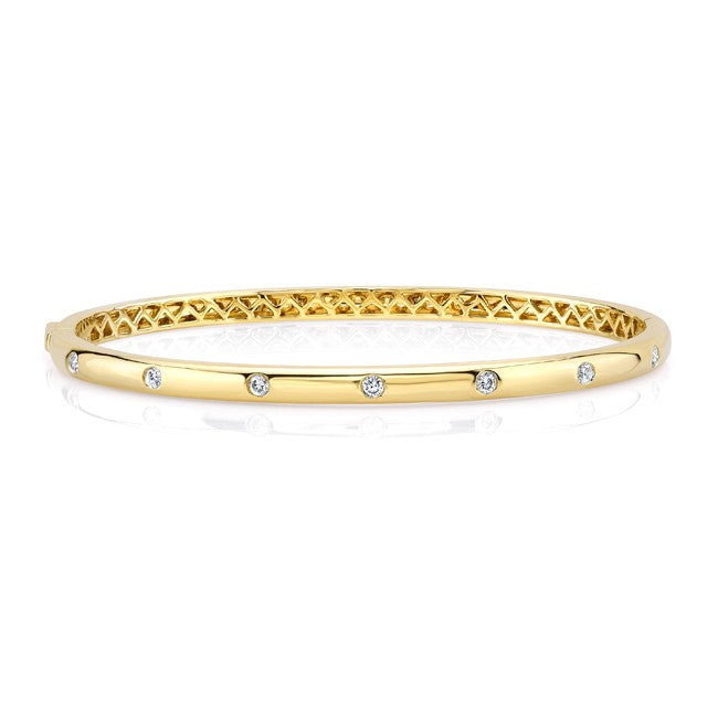 14KT Yellow Gold Glisten Half Diamond Bangle Bracelet