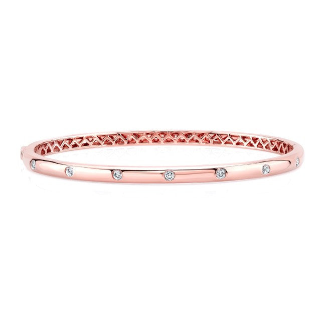 14KT Rose Gold Glisten Half Diamond Bangle Bracelet