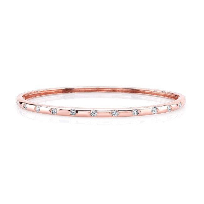 14KT Rose Gold Sparkle Half Diamond Bangle Bracelet