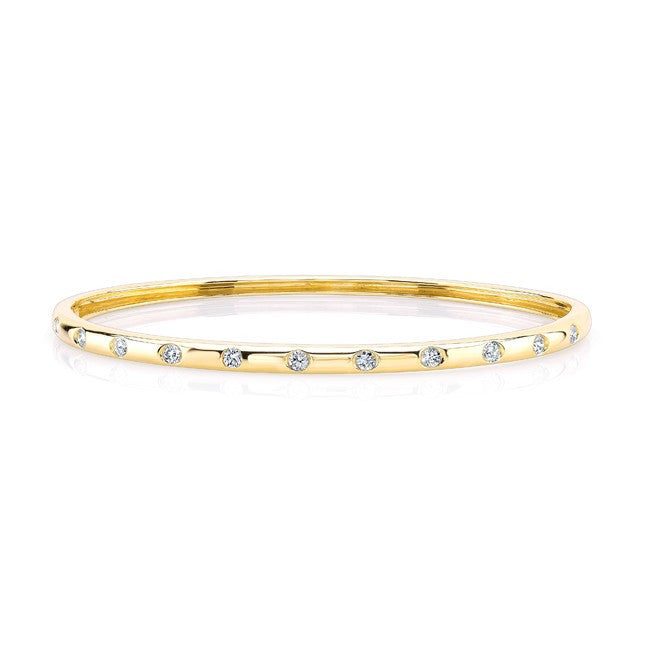 14KT Yellow Gold Sparkle Half Diamond Bangle Bracelet
