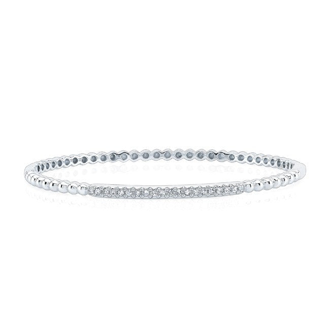 14KT White Gold Diamond Ball Bangle Bracelet