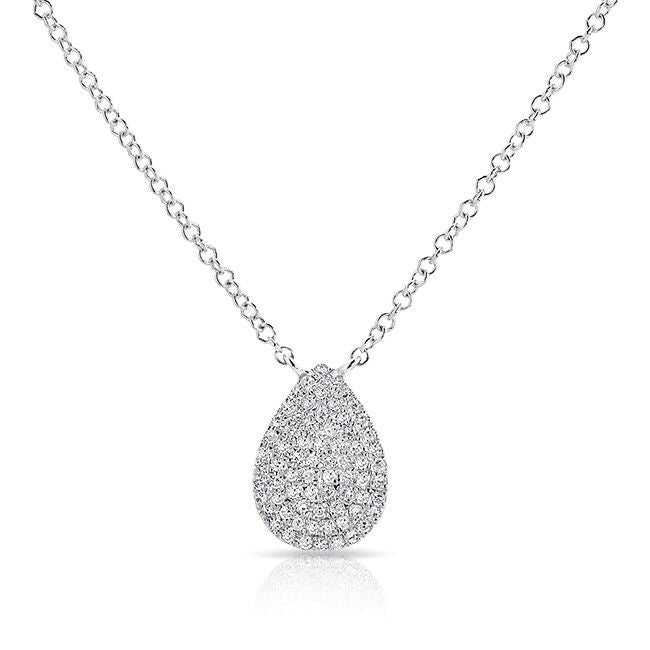 14KT White Gold Diamond Small Pear Necklace