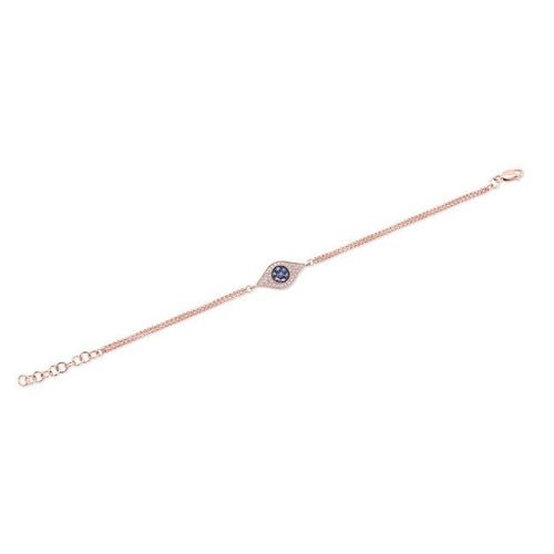 14KT Rose Gold Blue Sapphire And Diamond Evil Eye Bracelet
