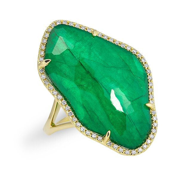 14KT Yellow Gold Emerald Nuage Diamond Ring