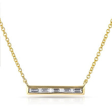 14KT Yellow Gold Baguette Diamond Short Bar Necklace
