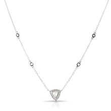 14KT White Gold Diamond Double Halo Triangle Necklace