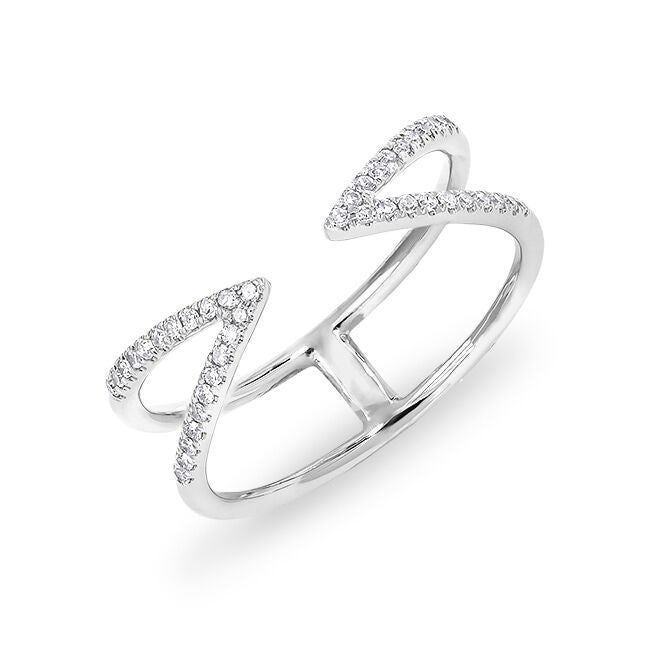 14KT White Gold Diamond Open Spike Ring