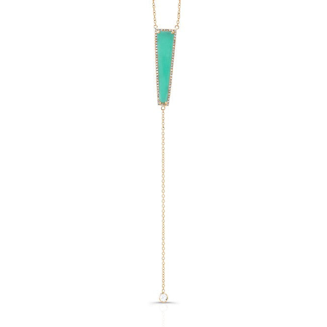 14KT Yellow Gold Turquoise Diamond Flirt Lariat Necklace