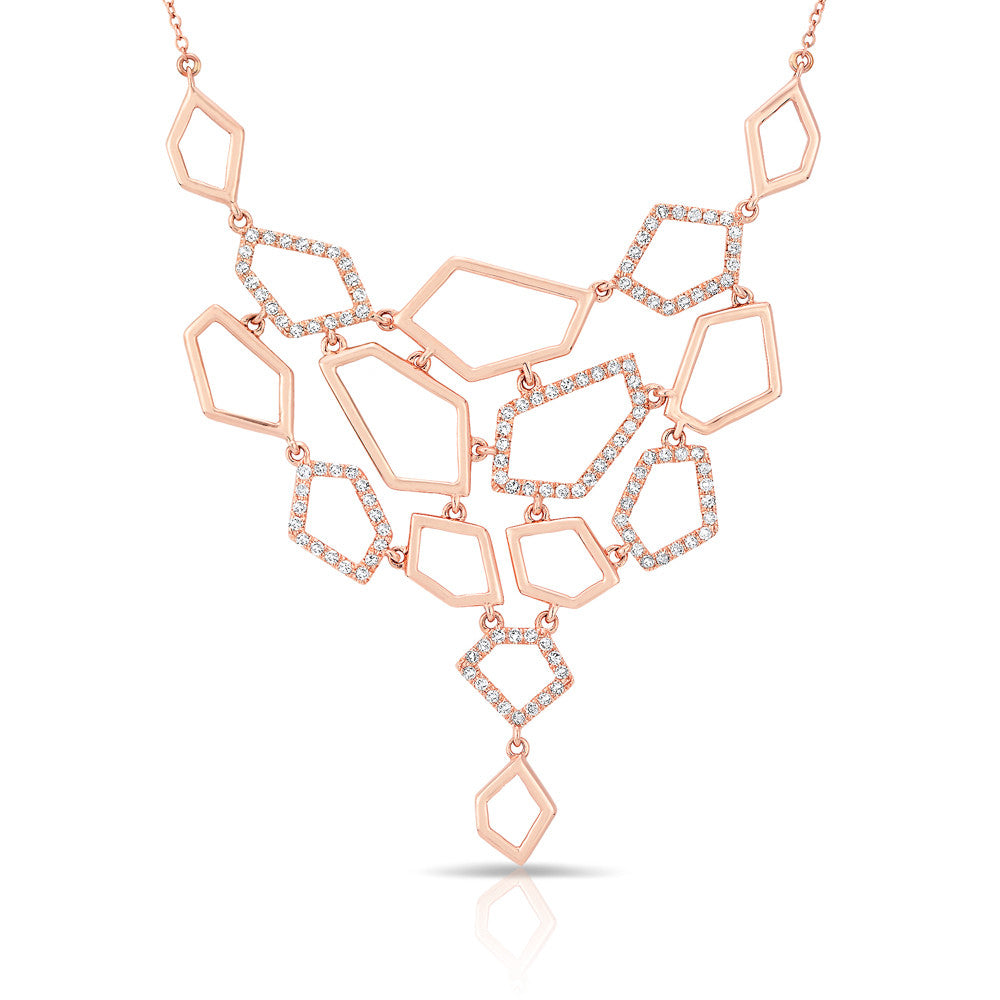 14KT Rose Gold Diamond Mosaic Necklace