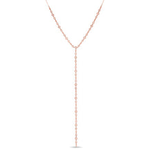 14KT Rose Gold Diamond Bezel Pave Lariat Necklace
