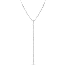 14KT White Gold Diamond Bezel Pave Lariat Necklace