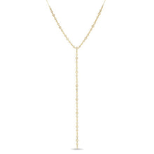 14KT Yellow Gold Diamond Bezel Pave Lariat Necklace