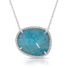 14KT White Gold Blue Apatite Diamond Necklace