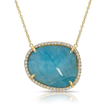14KT Yellow Gold Blue Apatite Diamond Necklace
