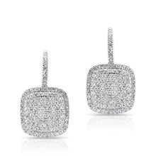 14KT White Gold Diamond Cushion Earrings