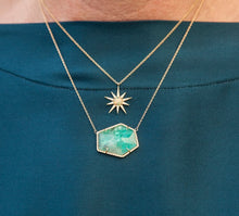 14KT Yellow Gold Opal Diamond Starburst Necklace