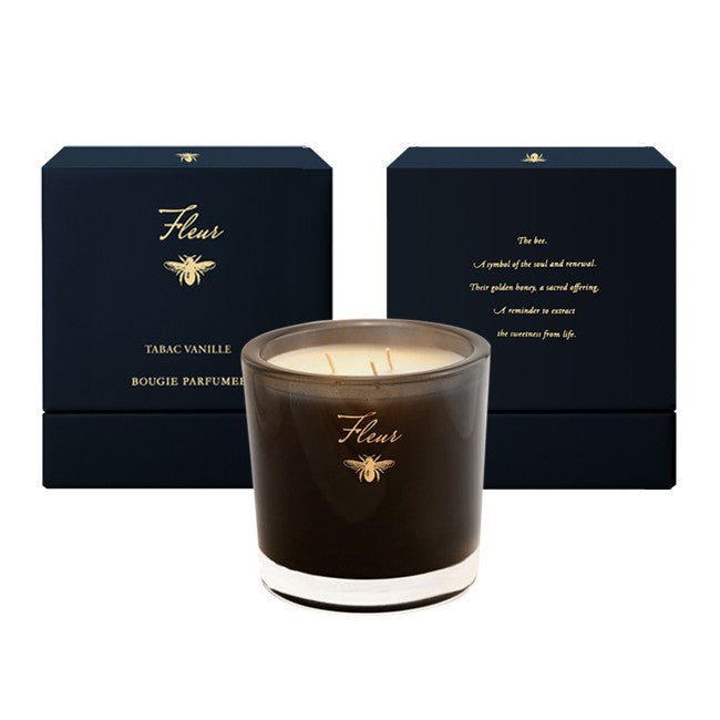 Fleur 3 Wick Candle - Tabac Vanille  Noir Collection