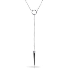 14KT White Gold Diamond Open Circle Flirt Lariat Spike Necklace