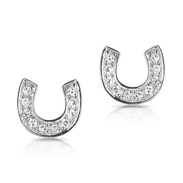 14KT White Gold Diamond Mini Horseshoe Stud Earrings