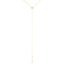 14KT Yellow Gold Diamond Square Lariat Necklace