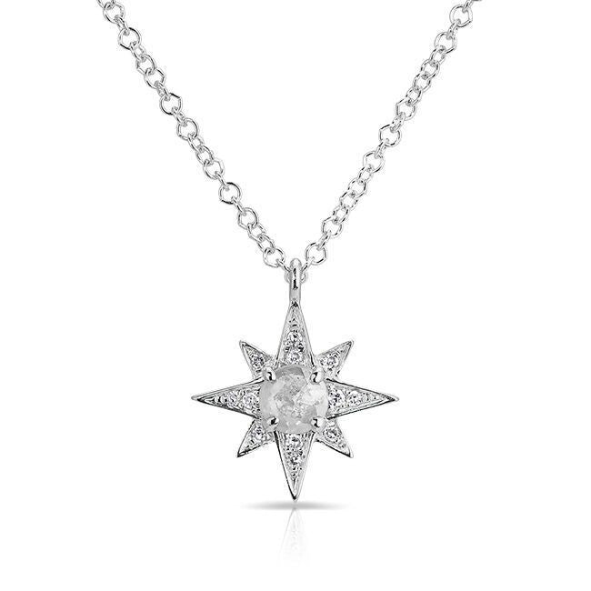 14KT White Gold Diamond North Star Necklace