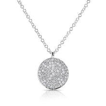 14KT White Gold Diamond Circlet Diamond Disc Necklace