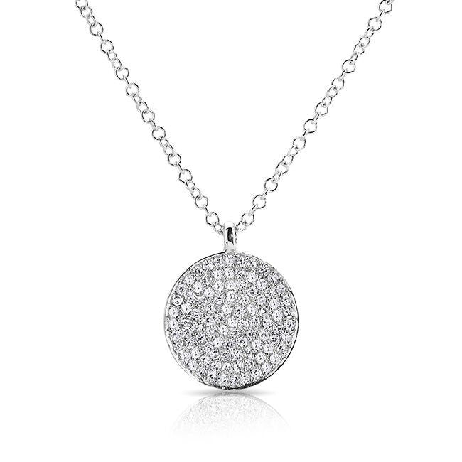 14KT White Gold Diamond Circlet Diamond Disc Necklace
