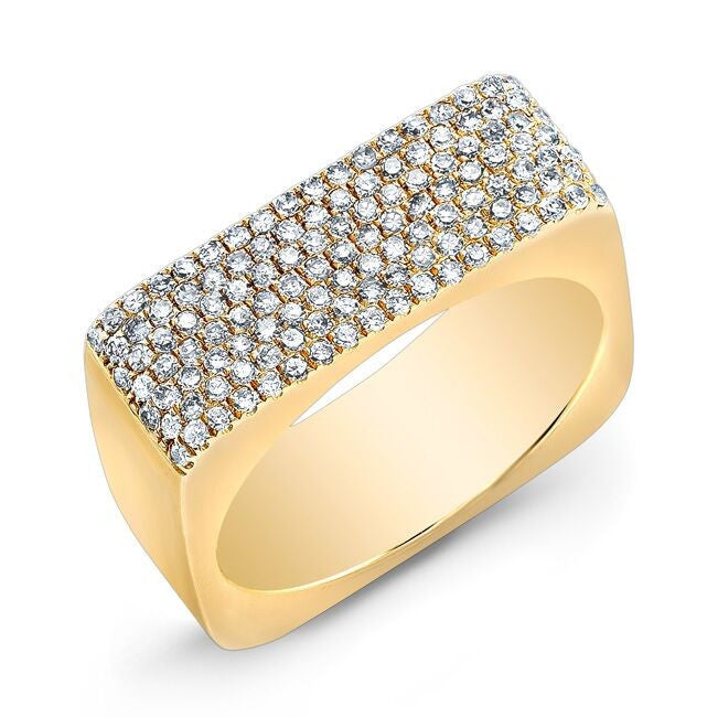 14KT Yellow Gold Diamond Brick Ring