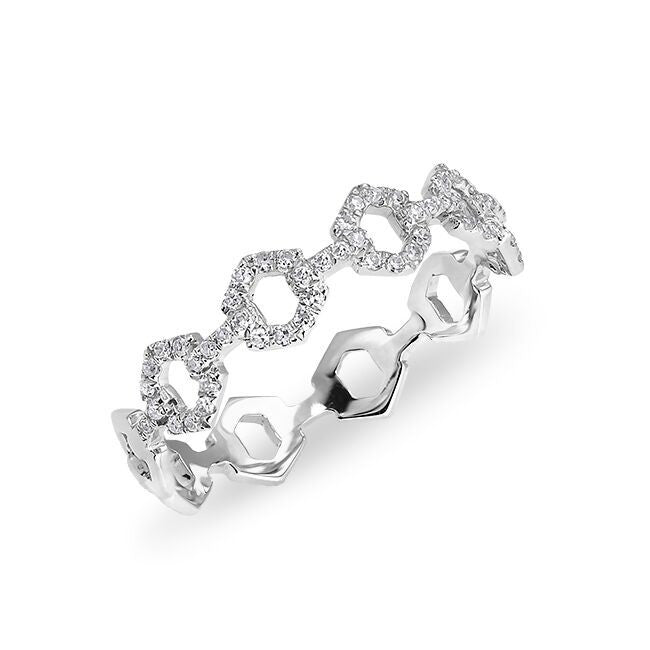 14KT White Gold Diamond Lock Ring