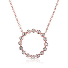 14KT Rose Gold Open Circle Bezel Set Diamond Necklace