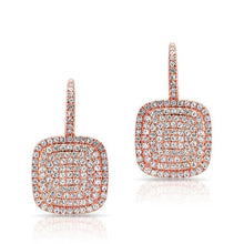 14KT Rose Gold Diamond Cushion Earrings