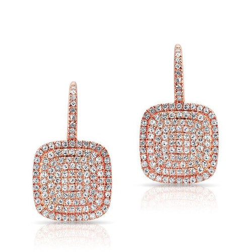 14KT Rose Gold Diamond Cushion Earrings