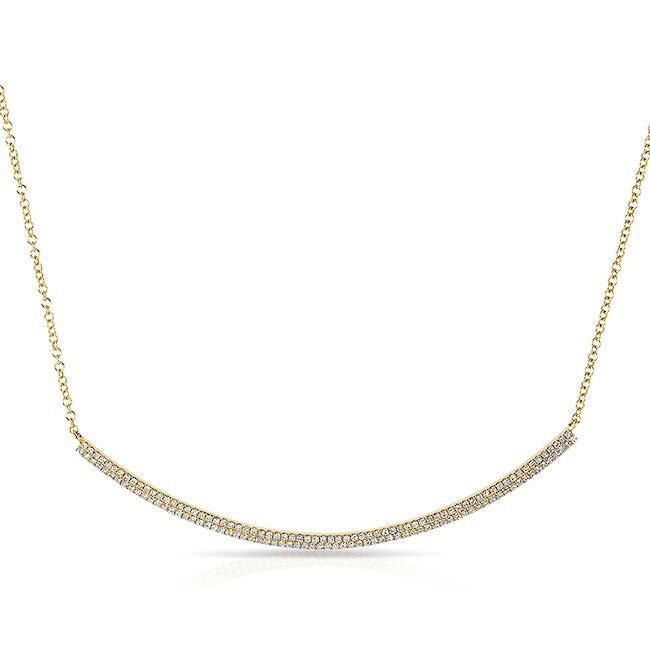 14KT Yellow Gold Diamond Double Sleek Crescent Necklace