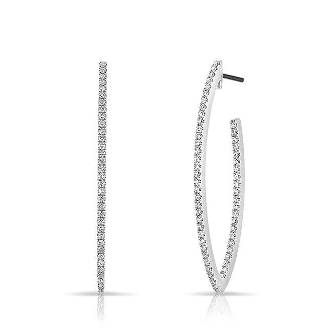 14KT White Gold Diamond Moderna Wishbone Earrings
