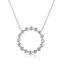 14KT White Gold Open Circle Bezel Set Diamond Necklace