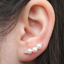 14KT Rose Gold Pearl And Diamond Ear Cuff