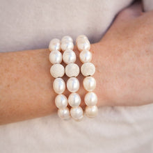 White Pearl Bracelet with Sterling Silver Laser Cut Ball