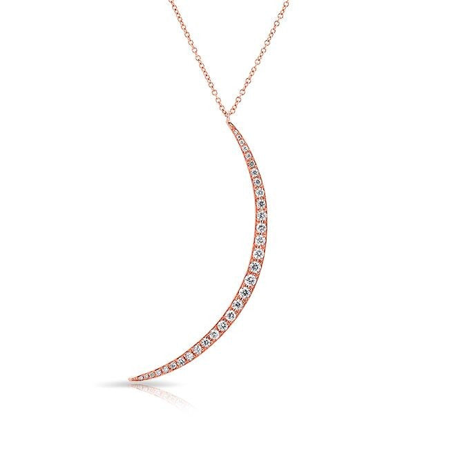 14KT Rose Gold Diamond Lunula Necklace