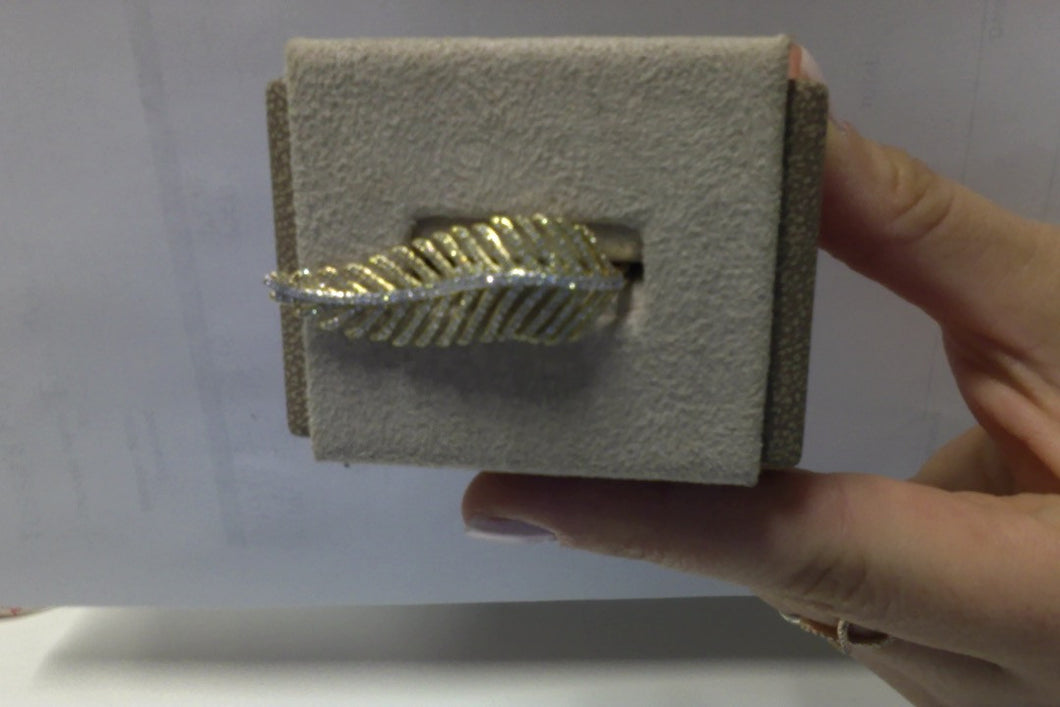 14KT Yellow Gold Diamond Double Finger Leaf Ring