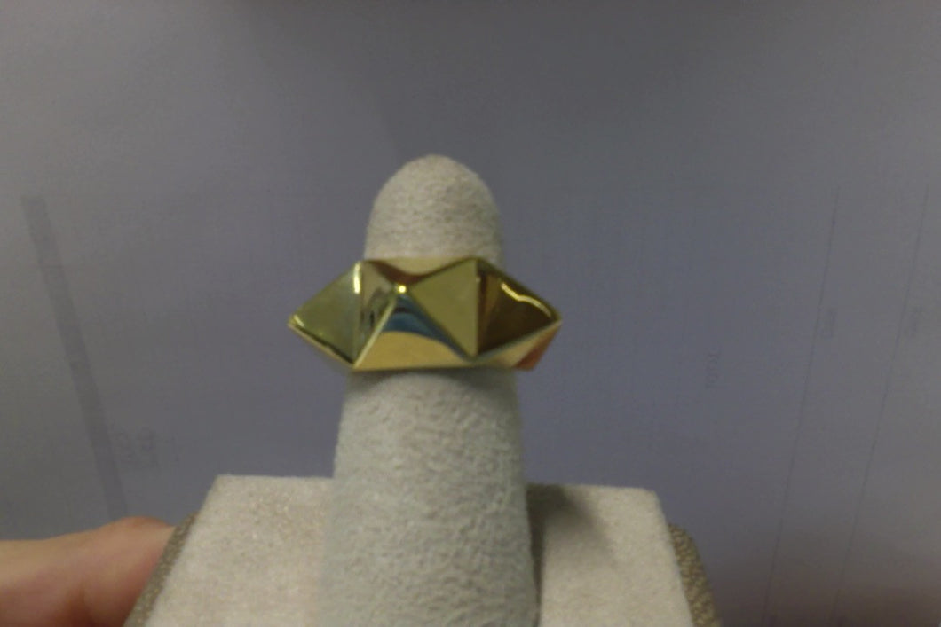 18KT Yellow Gold Dipped 3 Pyramid Ring