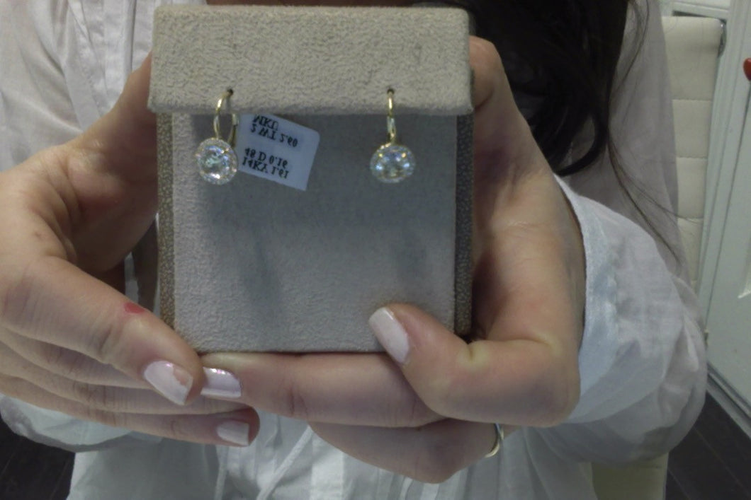 14KT Yellow Gold Round White Topaz Diamond Earrings