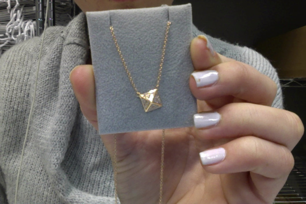 NOL: 14KT Yellow Gold Diamond All Diamond Pyramid Necklace