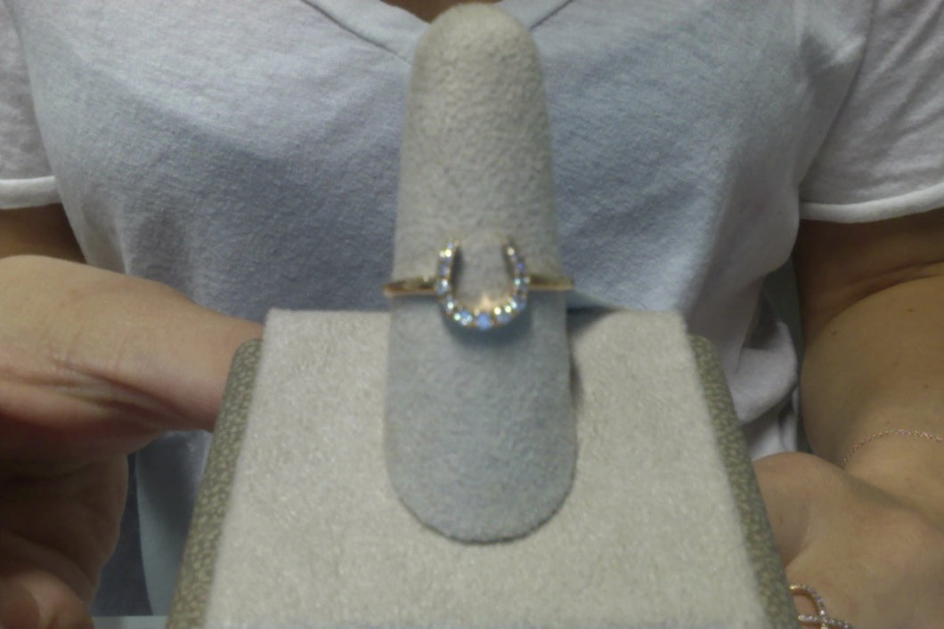 14KT Rose Gold Diamond Horse Shoe Stacking Ring