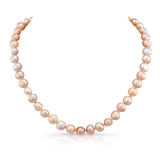 Small Pink Pearl Choker Necklace with Heart Clasp